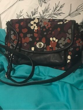 Coach Multicolor Abstract Print Crossbody with Black Trim